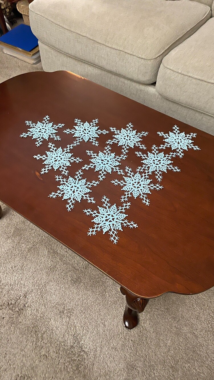 White Glitter Snowflake Ornament Holiday Decoration set of 10